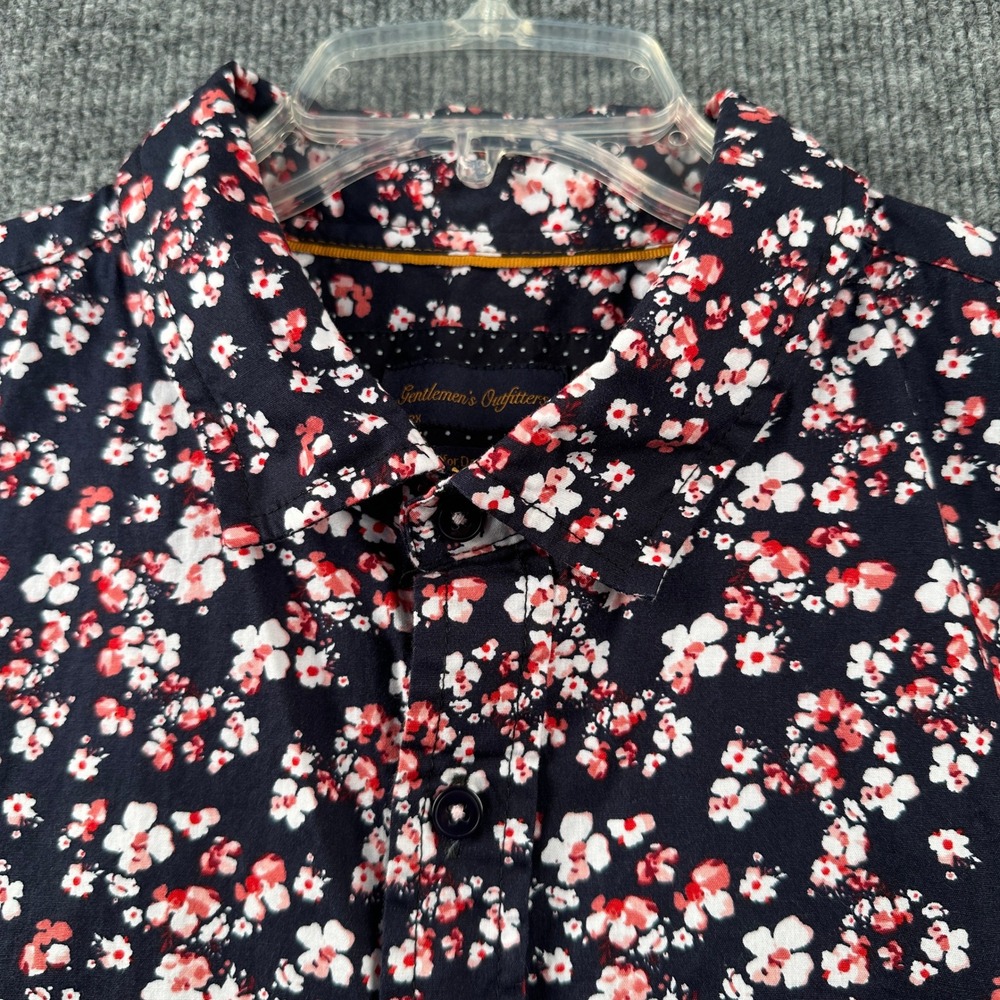 Gentlemen's Outfitters Mens 2XL Navy Floral 100% Cotton Short Sleeve Button Down - Picture 9 of 10